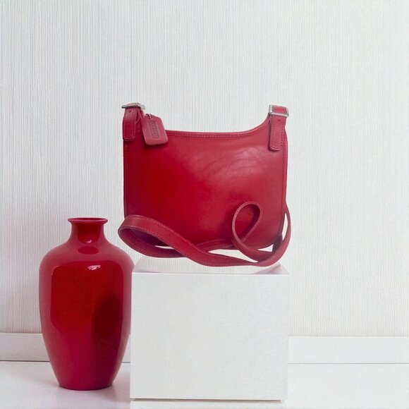 Coach Handbags - Vintage COACH Red Hippie Flap Bag small